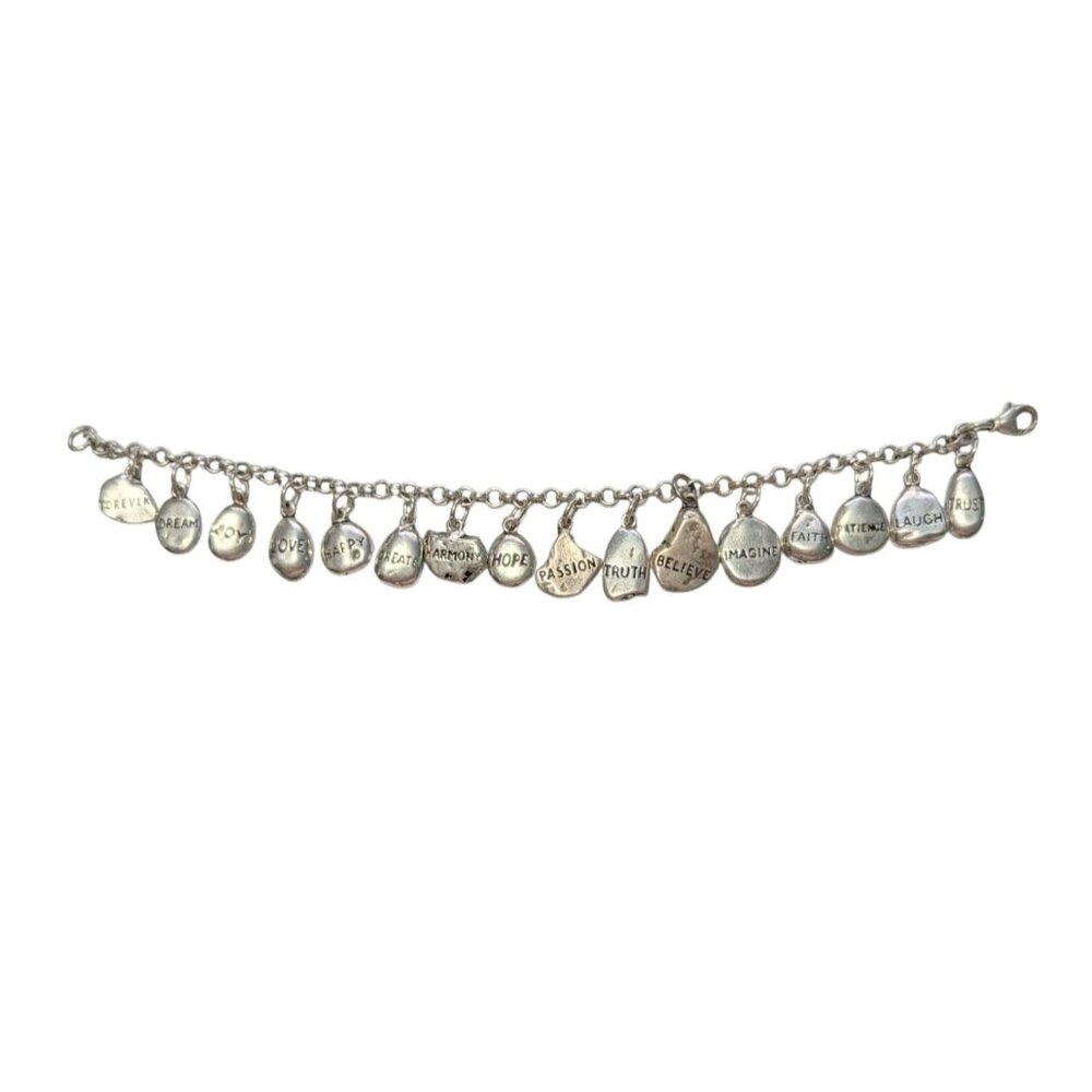 Sterling Silver Charm Bracelet 16 Inspirational Charms Lobster Clasp Size 7 - Picture 8 of 16